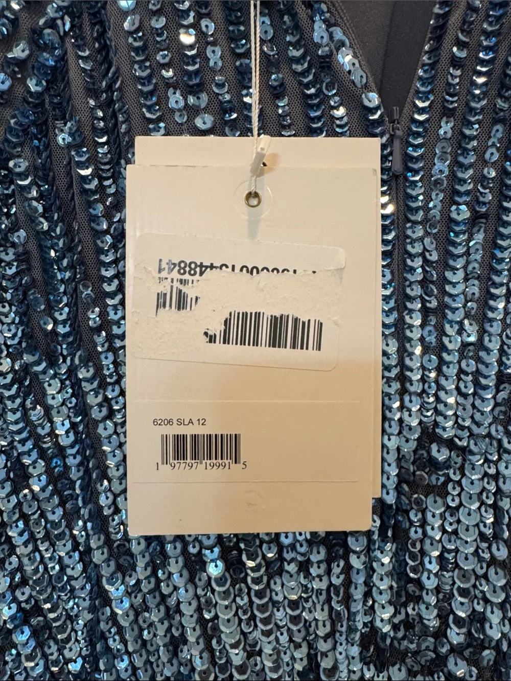 Mac Duggal 6206 Blue Ombré Sequin Long Sleeve A-Line Evening Dress Size 12 NWT - Picture 13 of 15